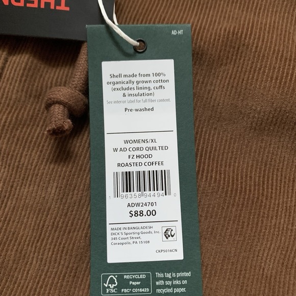 Alpine Design Women's Corduroy Quilted Full Zip Hoodie XL Roasted Coffee NWT $88 - Picture 4 of 11